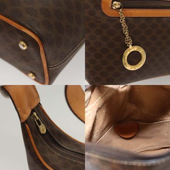 CELINE Macadam Canvas Shoulder Bag Pvc Leather Brown Gold - Picture 11 of 13